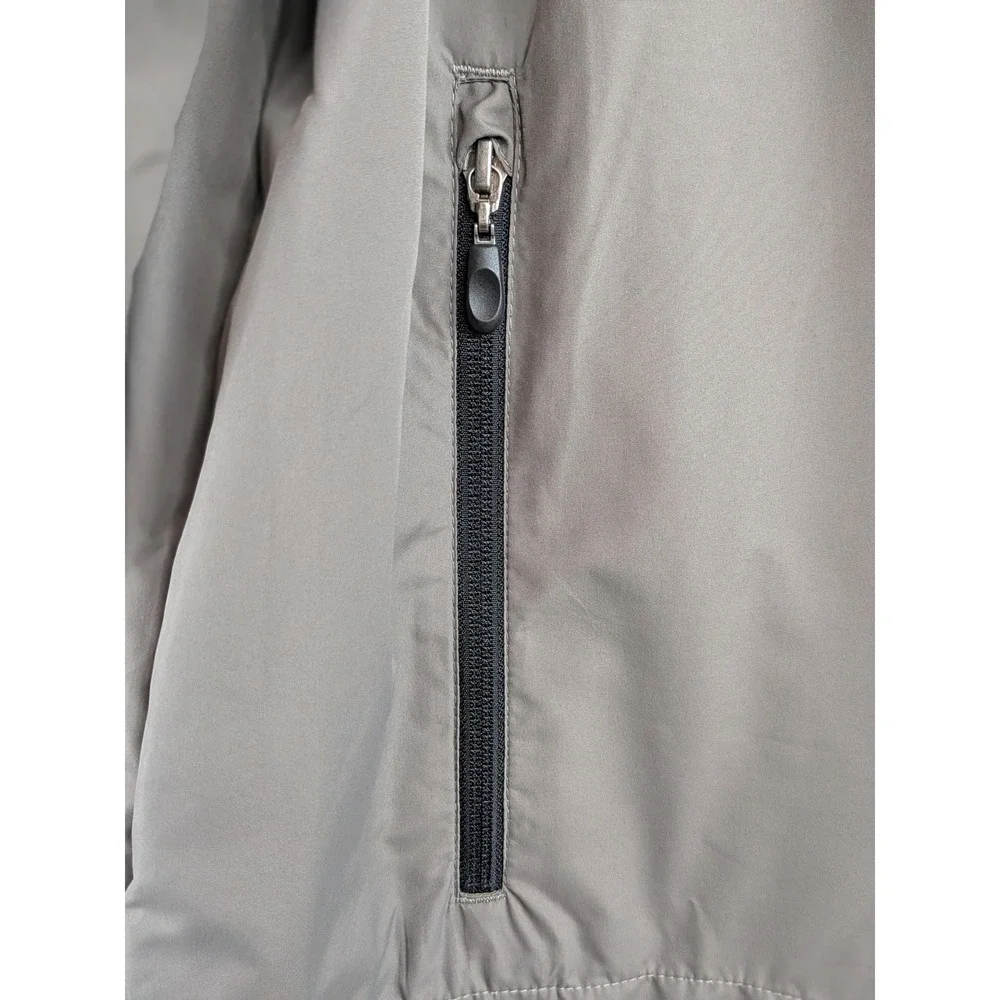 Roundtree & Yorke Mens Windbreaker L Taupe Quarter Zip Hooded Rain Jacket Sport